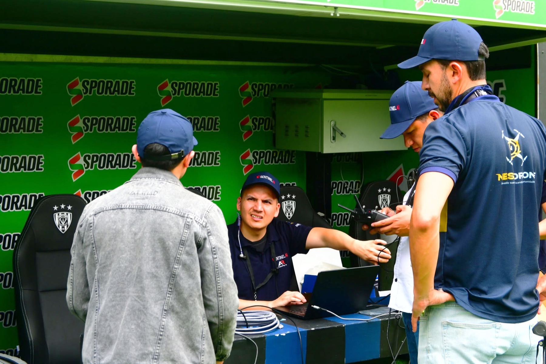 Technical team coordinating the Sentinel AI test by the field